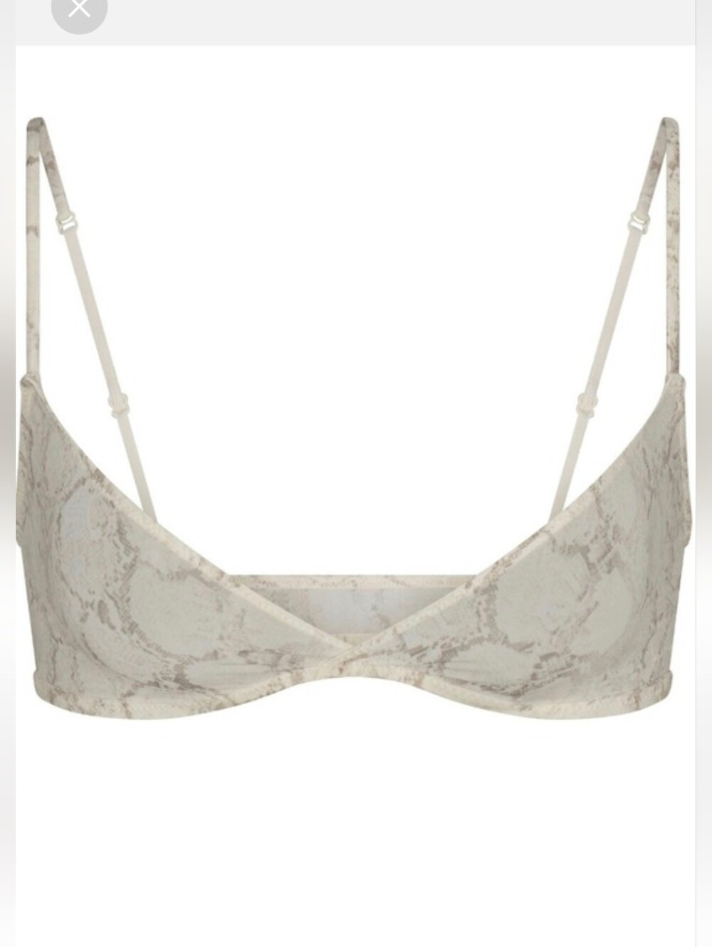 NWT SKIMS Milky Sheer Triangle Bralette Stone Pastel Snake Print 3X